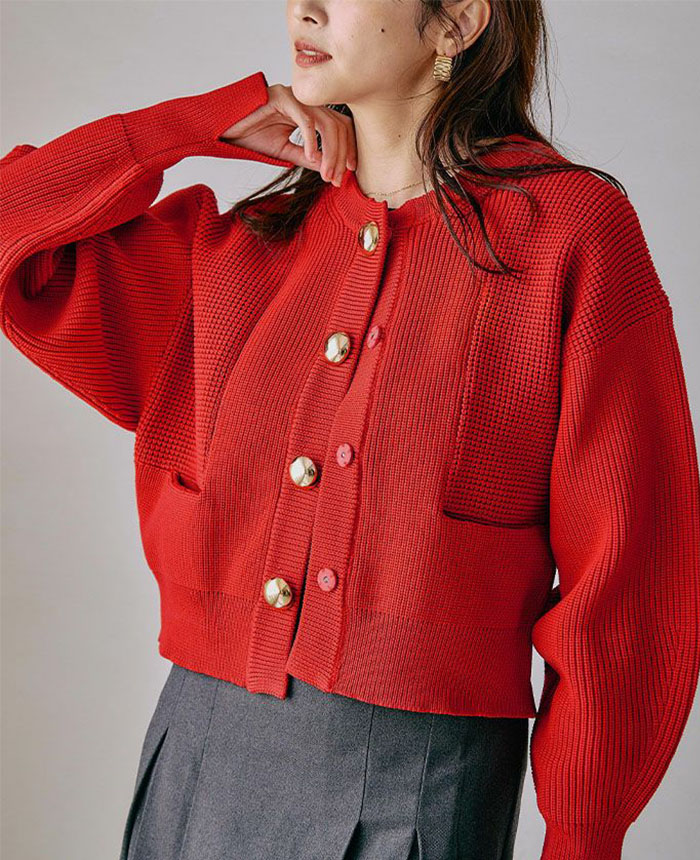 BIGボタンニットカーディガン