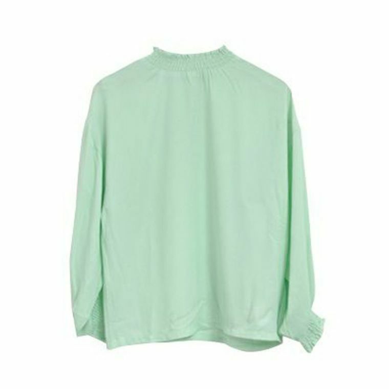フリルスタンドカラーシフォン生地ブラウス | アクアガレージ