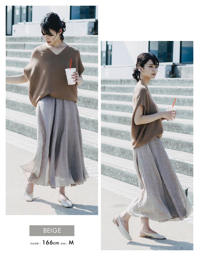 【美品】♡Karinua ロンパース6-12mhh プリーツスカート レディース ロングスカート 体型カバー A