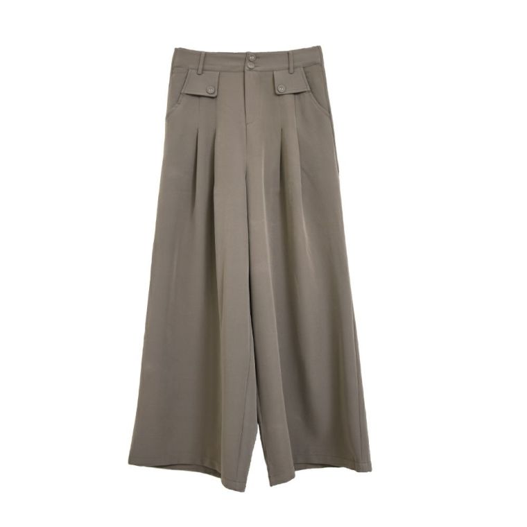 フロントタック入りワイドパンツ レディース 春 秋 冬 S P M L