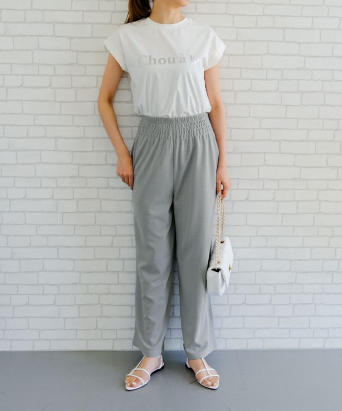 エンボス加工リラックスパンツ レディース 春 夏 S M L LL