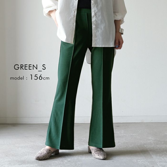 ピンタックセミフレアパンツ レディース 春 夏 秋 S M L