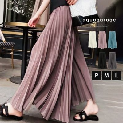 シフォンプリーツワイドパンツ レディース 春 夏 M L ≪ゆうメール便配送30・代引不可≫ | アクアガレージ aquagarage