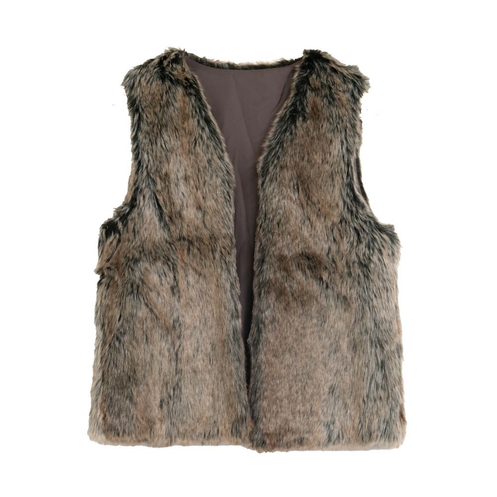 投稿ラスト　アクアガール　カシミアファーベスト　毛皮　グレー　M ゴールドジャパン GOLDJAPAN シャギーファーベスト （グレー