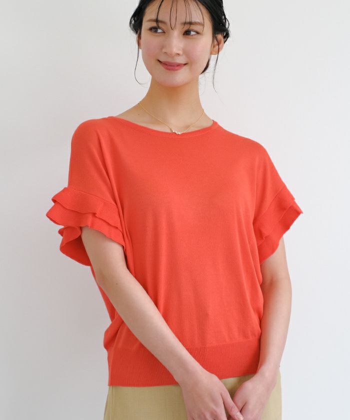 ニット セーター Cuff frill knit tops　　カフフリルニットトップス レディース 楽天市場】フリル（ニット・セーター｜トップス）：レディース