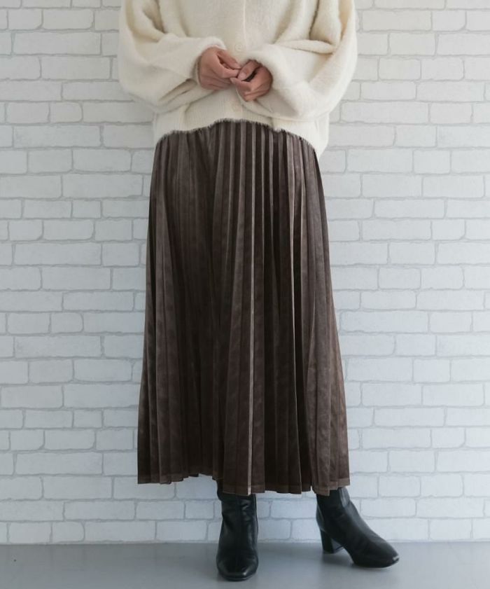最終値下げ価格】ベロアアコーディオンプリーツスカート レディース 秋