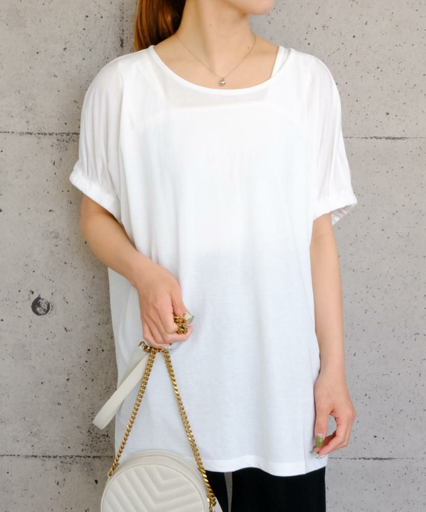 接触冷感ギャザースリーブカットソー