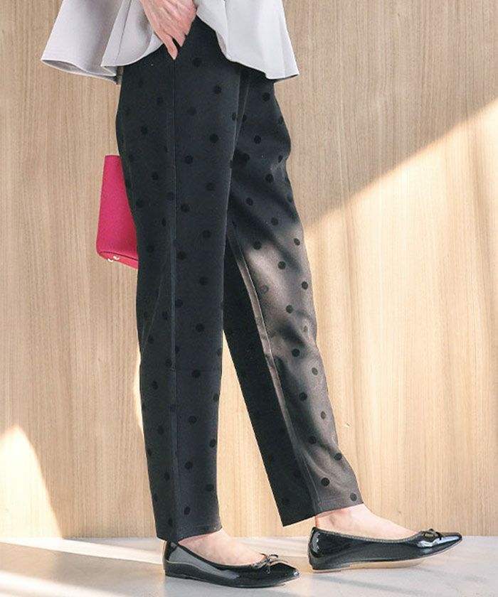 ドット柄テーパードパンツ レディース 春 夏 秋 S M MT L LL |≪ゆう 
