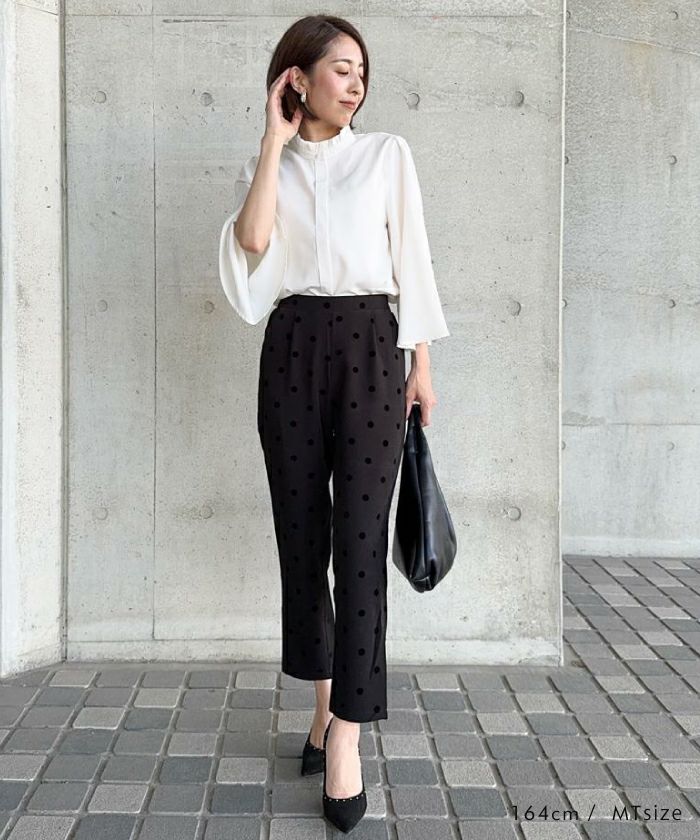 ドット柄テーパードパンツ レディース 春 夏 秋 S M MT L LL