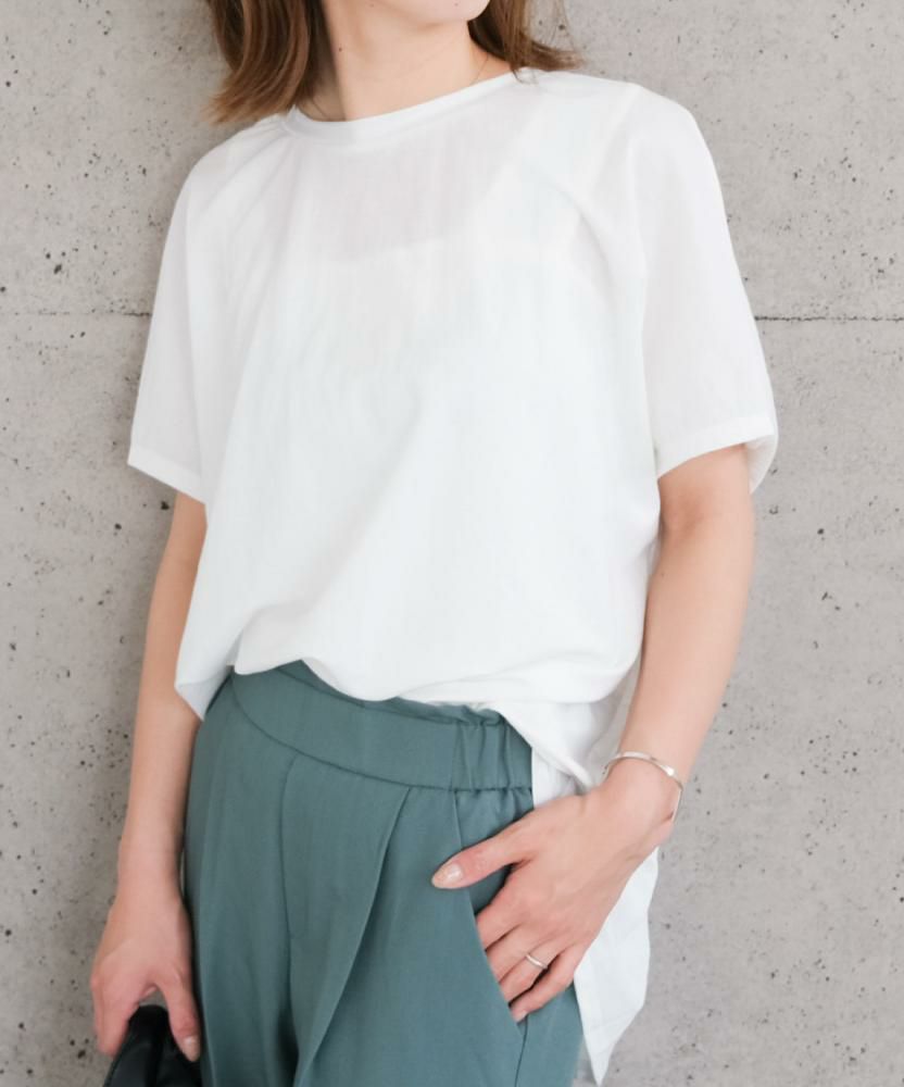 接触冷感バックギャザーTシャツ