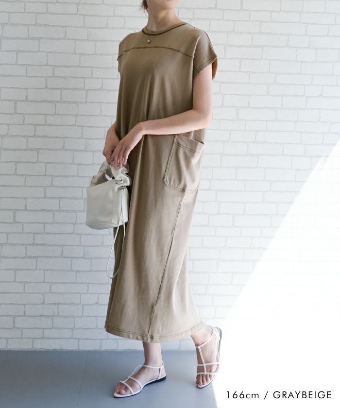 大きいサイズ 新品 アンタイトル 麻調 ワンピース 44 3L グレー