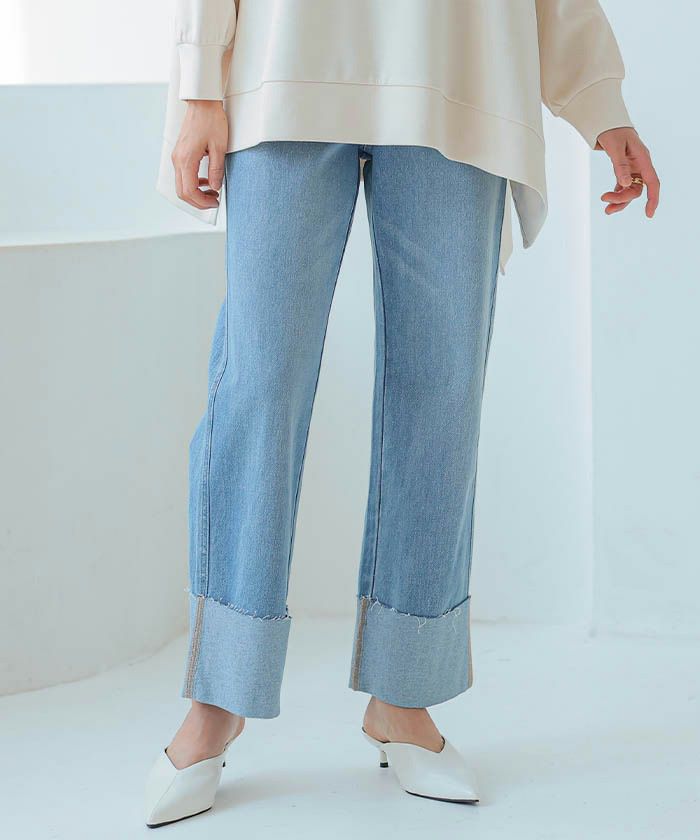 最終値下げ価格】ロールアップデニムパンツ 春 夏 秋 冬 M | アクア