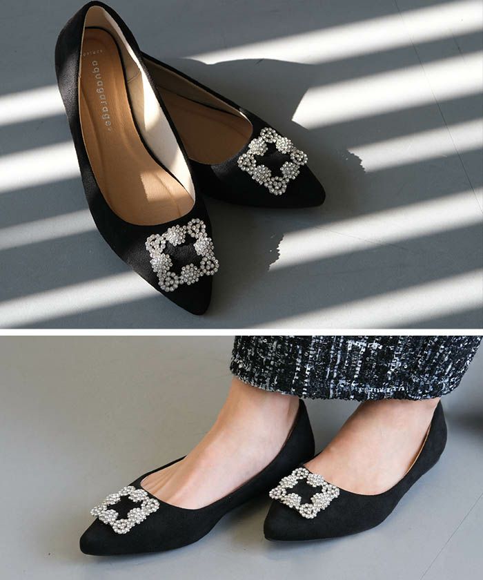 ハートビジュー付きフラットシューズ ハートシシュウフラット（フラットシューズ）｜LE TALON（ル タロン