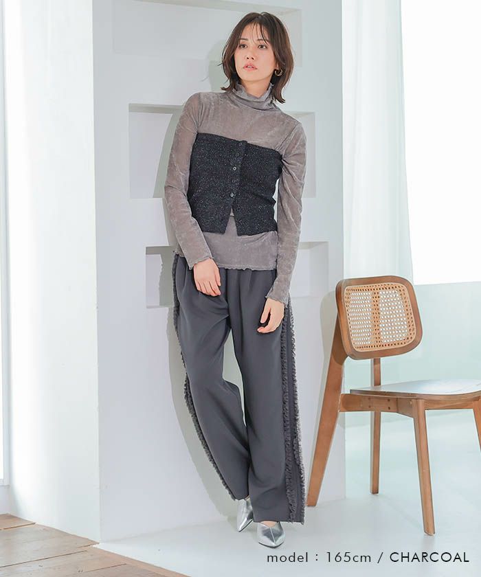 ジョーゼットサイドフリルパンツ レディース 春 夏 秋 M |≪ゆうメール