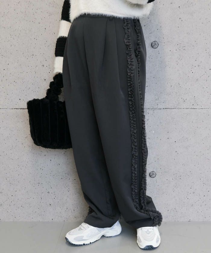 ジョーゼットサイドフリルパンツ レディース 春 夏 秋 M |≪ゆうメール