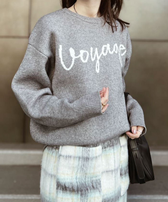 新品タグ付き♡ミストレアス♡ホイップ♡ニット♡グレー ロゴニットトップス レディース 春 秋 冬 | アクアガレージ aquagarage
