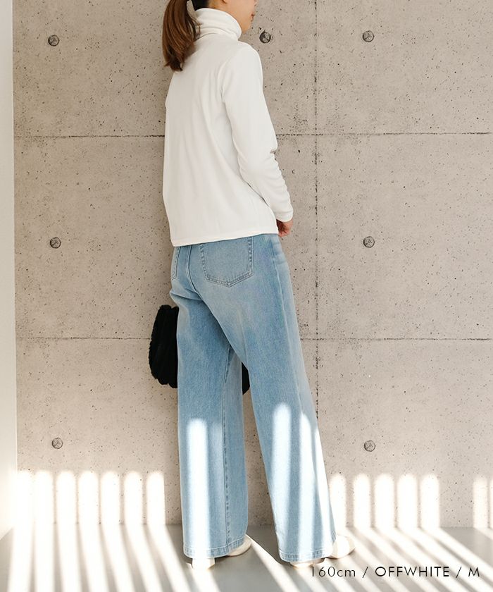 ストレッチフリースタートルネックトップス M L LL 長袖