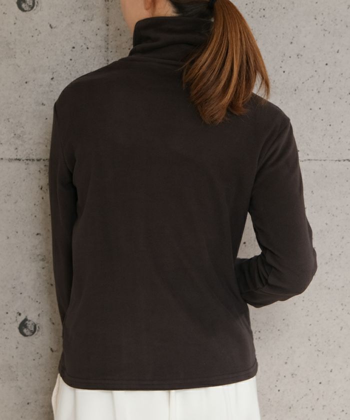 ストレッチフリースタートルネックトップス M L LL 長袖