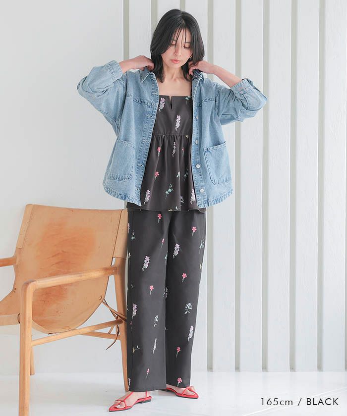 レディース　古着　花柄　スカートパンツ 花柄ワイドパンツ レディース 春 夏 秋 M ≪ゆうメール便配送30