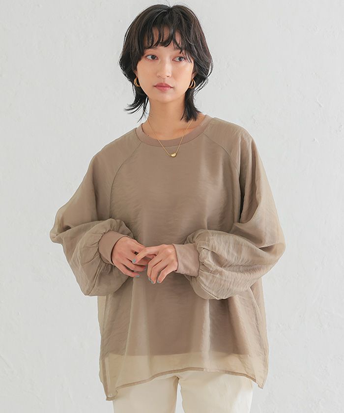 オーガンジーシアー長袖トップス レディース 春 秋 M ≪ゆう