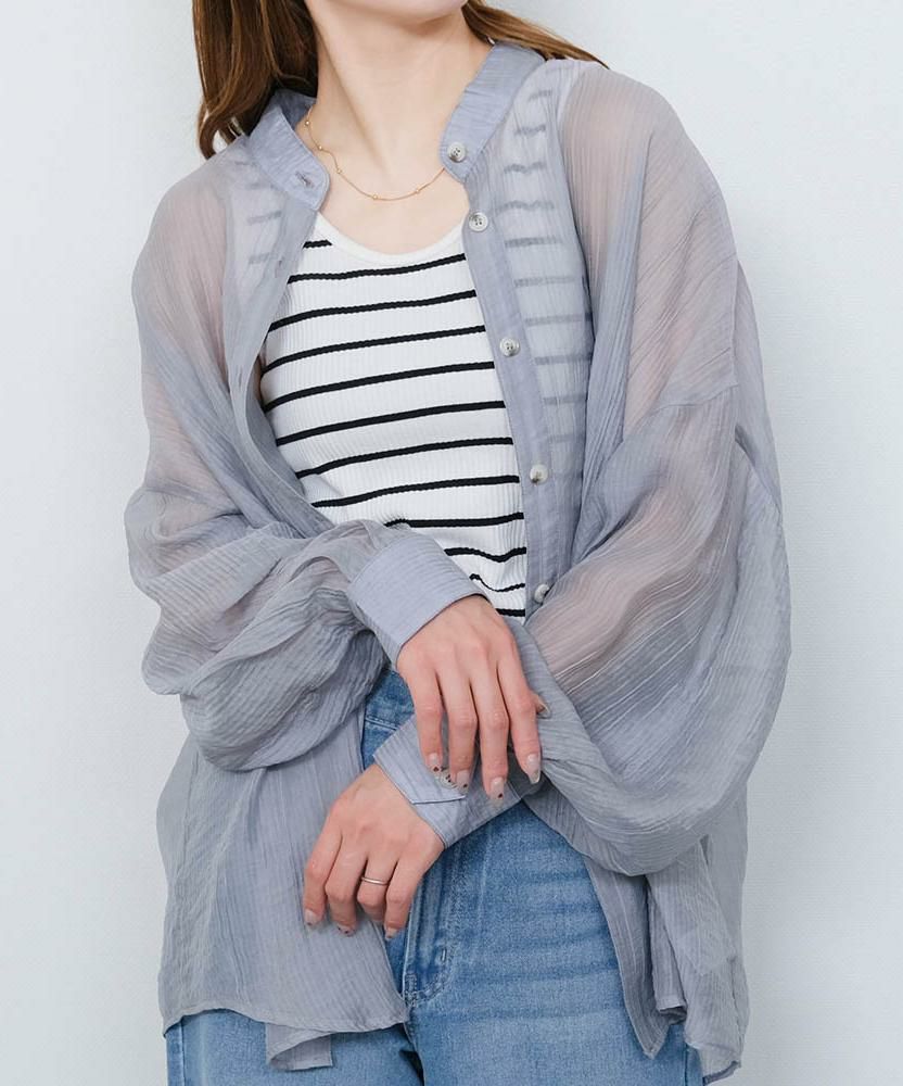 バンドカラーシアーシャツ