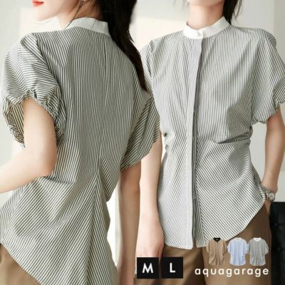 パフスリーブサイドタックブラウス 春 夏 秋 M L  ≪ゆうメール便配送20・代引不可≫ | アクアガレージ aquagarage