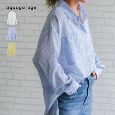 ダブルポケットストライプシアーシャツ 春  夏 秋 ≪ゆうメール便配送10・代引不可≫| アクアガレージ aquagarage