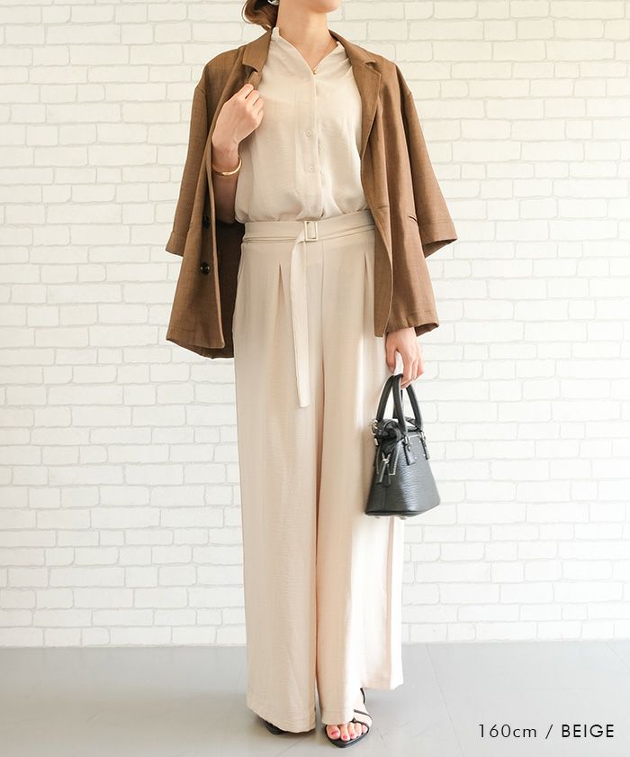 23区 プレンウェーブ ノーカラー ワイドセットアップ 麻調 ネイビー ノースフェイス]W'S VELOUR セット☆新作・24AW☆人気☆ (THE