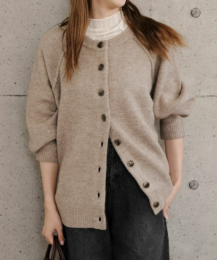 ドルマンスリーブニットカーディガン 秋 冬 M レディース | アクア