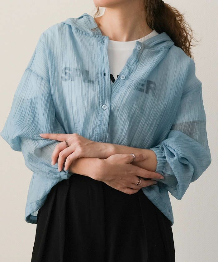 裾ドロストシアーシャツパーカー